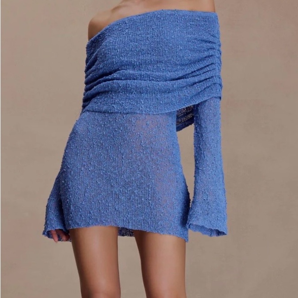 Meshki Blue Off-Shoulder Mini Dress